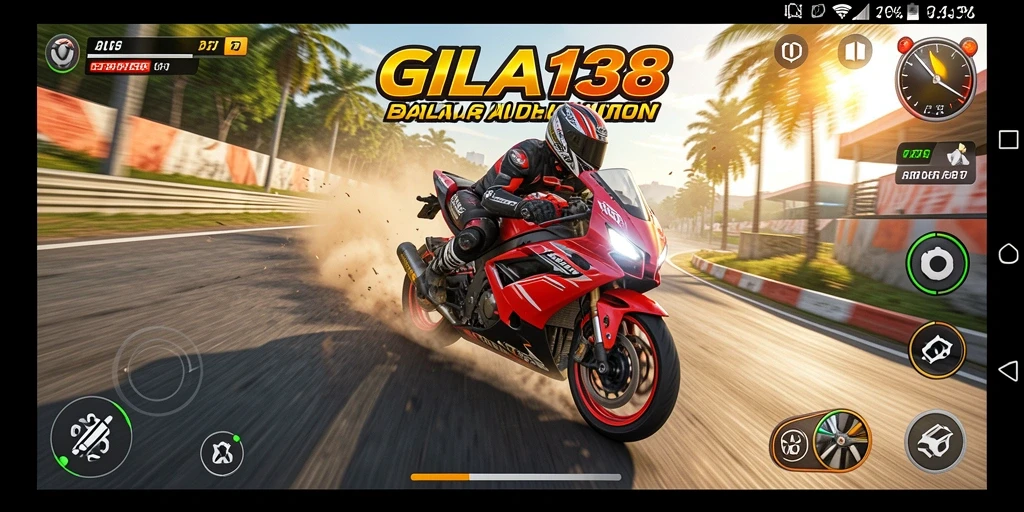 Screenshot gameplay <strong>GILA138</strong> dengan trek balap yang menantang.