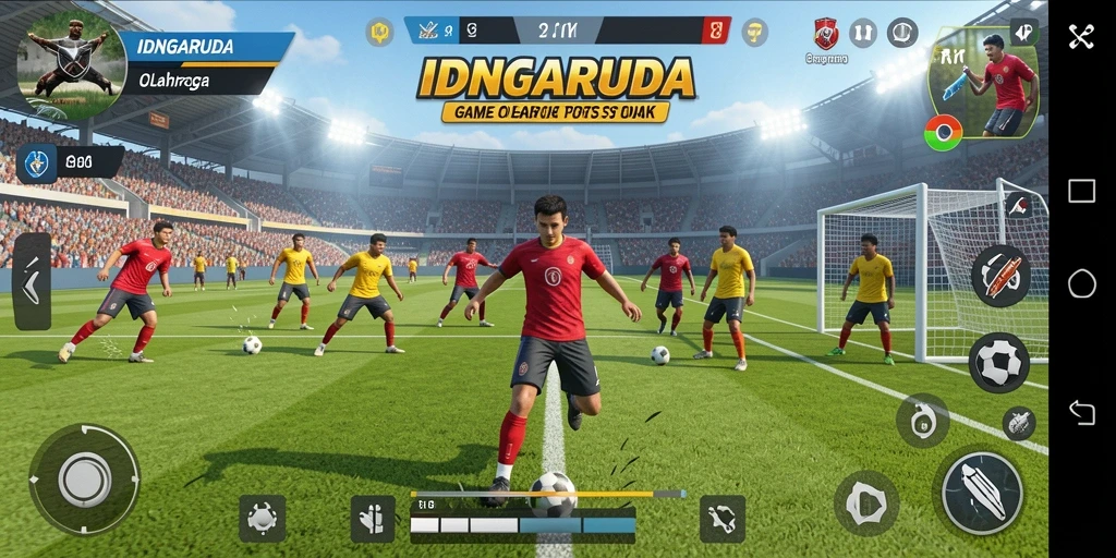 Screenshot gameplay IDNGARUDA menunjukkan aksi pertandingan yang mendebarkan.
