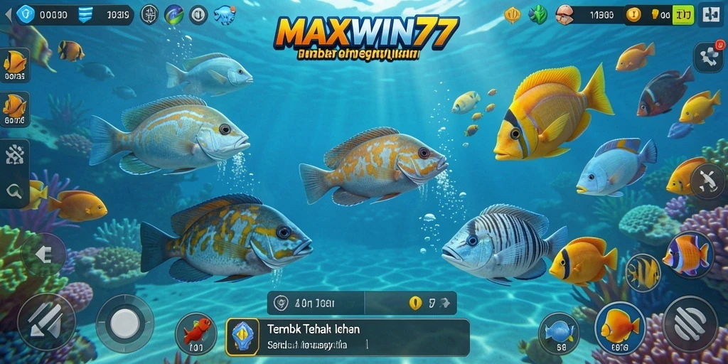 Tampilan gameplay seru dari MAXWIN77 saat menembak ikan.