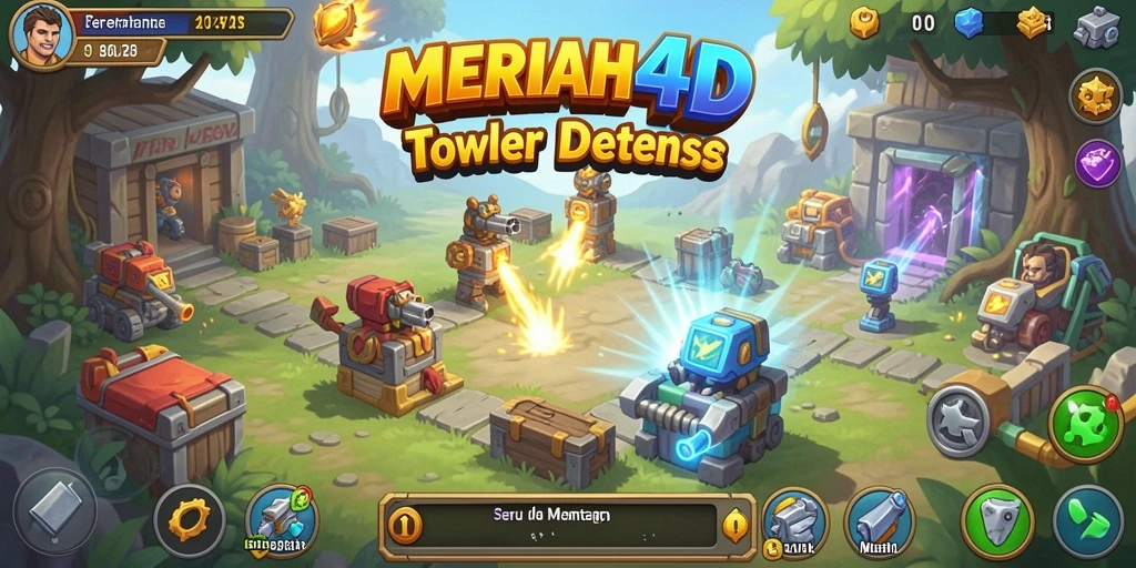Tampilan gameplay menarik dari MERIAH4D dalam gaya Tower Defense.