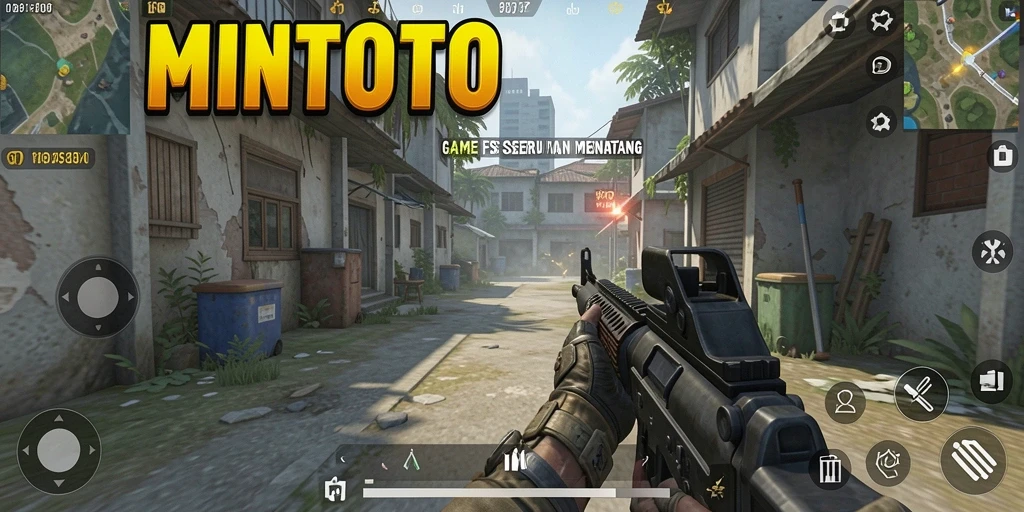 Screenshot gameplay MINTOTO dengan pertempuran FPS yang intens.