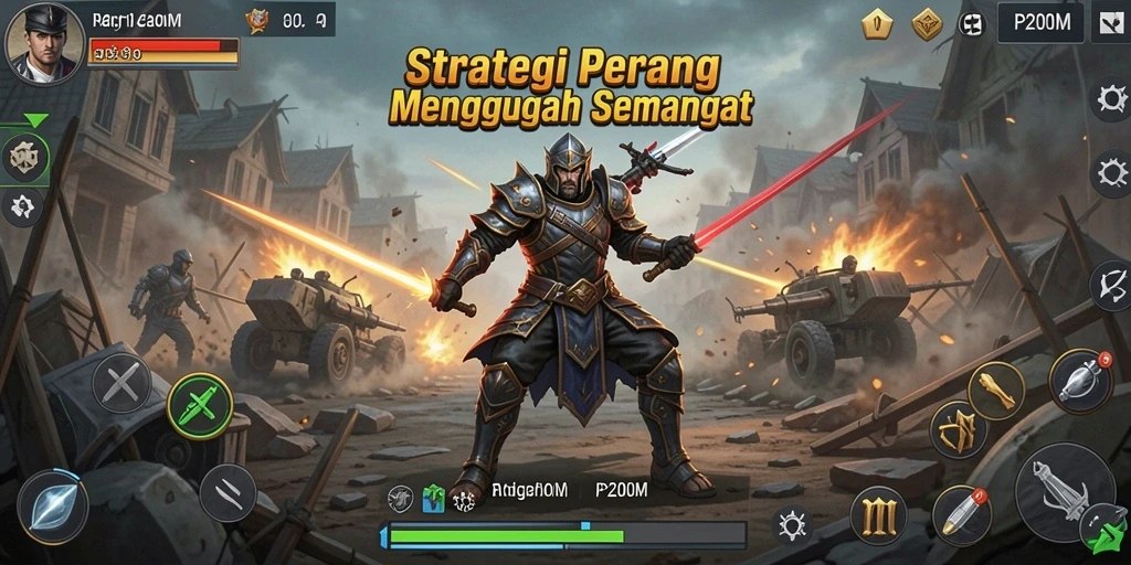 Tampilan gameplay P200M dengan pertempuran strategi yang mendebarkan.